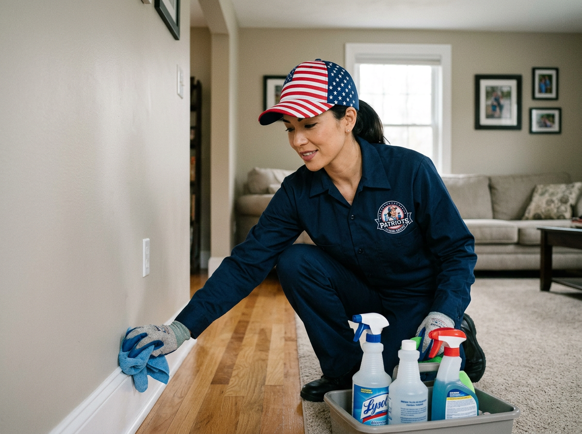 woman cleaning the baseboard in the house