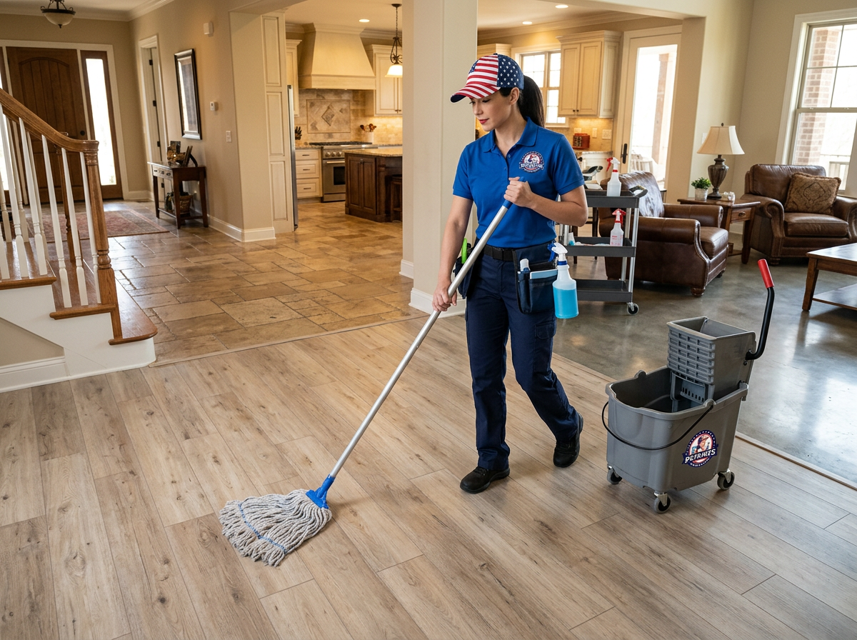 woman cleaning the floor of the house